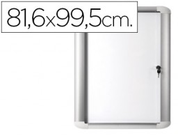 Vitrina de anuncios Bi-Office 816x995mm. magnética blanca con puerta y cerradura para exterior